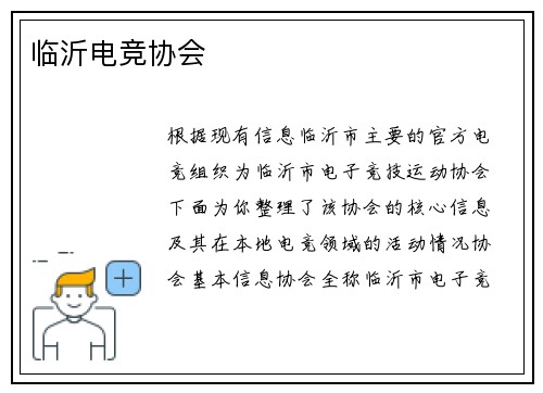 临沂电竞协会